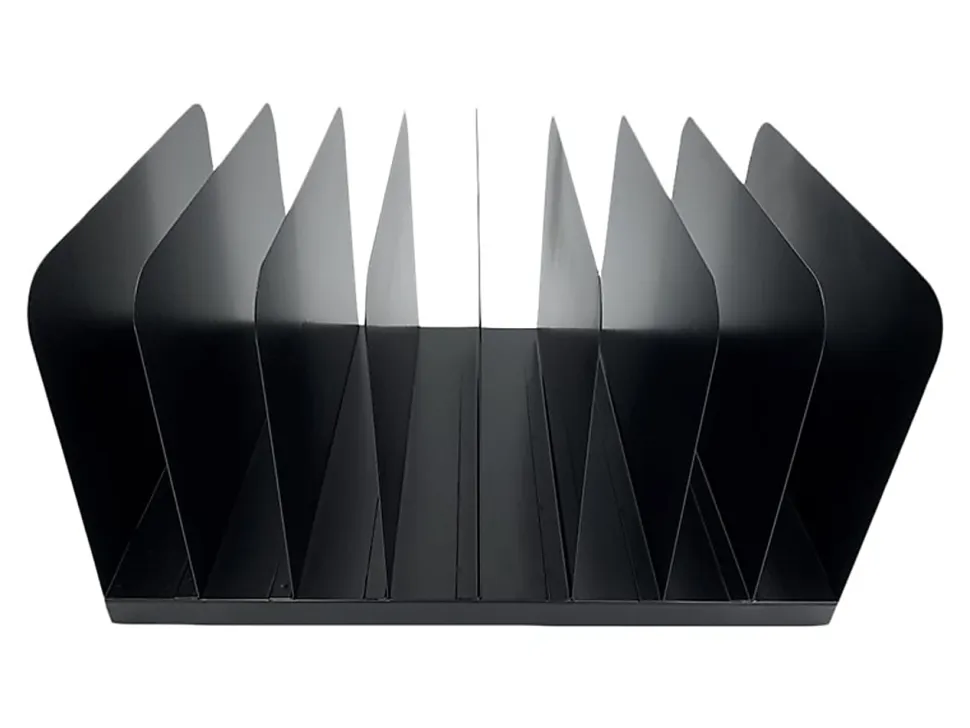 Huron Vertical Desk Organizer, 8 Compartment(s), Vertical, 7.75"H x 11"W x 15"D, Durable, Black, Steel