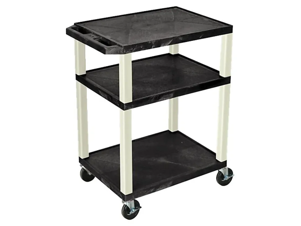 H. Wilson Luxor Tuffy 3-Shelf Cart, 24"W x 18"D, Black