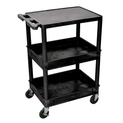 H. Wilson Plastic Tub Cart, 36 1/16"H x 24"W x 18"D, Black