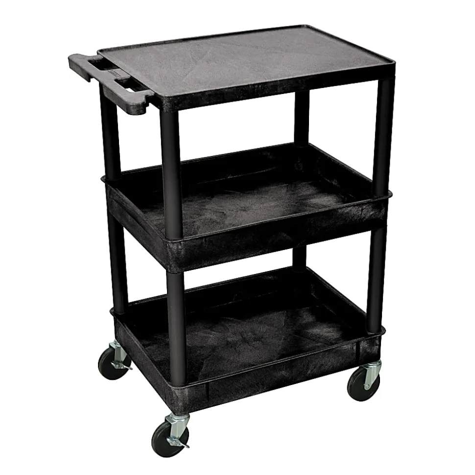 H. Wilson Plastic Tub Cart, 36 1/16"H x 24"W x 18"D, Black