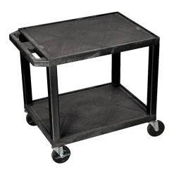 H. Wilson 26" Plastic Utility Cart, 26"H x 24"W x 18"D, Black