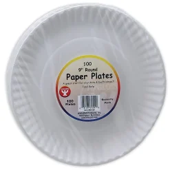 Hygloss Paper Plates, 9”, White, 100 Plates Per Pack, Set Of 6 Packs