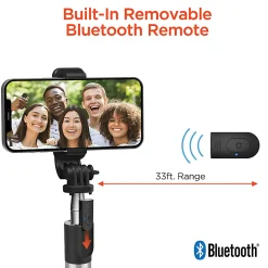 HyperGear SnapShot Wireless Selfie Stick, 7-1/2”H x 1-7/16”W x 1-13/16”L, Black, HPL15437