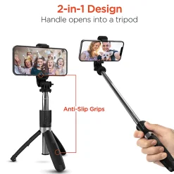 HyperGear SnapShot Wireless Selfie Stick, 7-1/2”H x 1-7/16”W x 1-13/16”L, Black, HPL15437