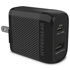 HyperGear SpeedBoost PD Dual-Output USB Wall Charger For iPhone And Android, Black, HPL15625