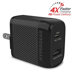 HyperGear SpeedBoost PD Dual-Output USB Wall Charger For iPhone And Android, Black, HPL15625