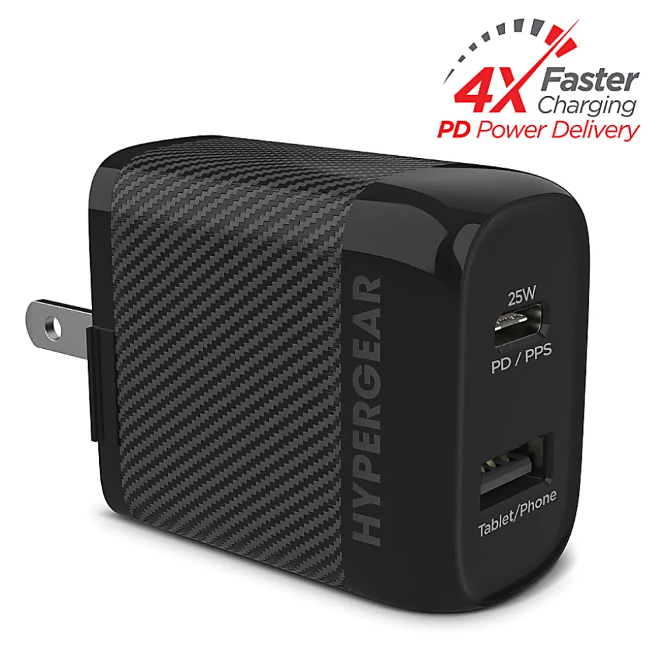 HyperGear SpeedBoost PD Dual-Output USB Wall Charger For iPhone And Android, Black, HPL15625