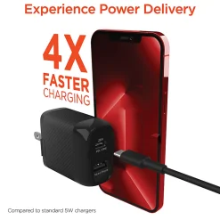 HyperGear SpeedBoost PD Dual-Output USB Wall Charger For iPhone And Android, Black, HPL15625