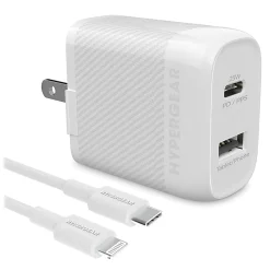 HyperGear SpeedBoost 25W PD Dual-Output Lightning Wall Charger Kit For iPhone®/iPad®/iPod, White, HPL15627