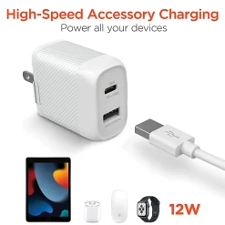 HyperGear SpeedBoost 25W PD Dual-Output Lightning Wall Charger Kit For iPhone®/iPad®/iPod, White, HPL15627