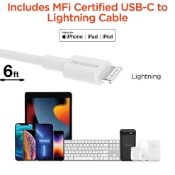 HyperGear SpeedBoost 25W PD Dual-Output Lightning Wall Charger Kit For iPhone®/iPad®/iPod, White, HPL15627