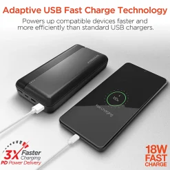 HyperGear USB-C Fast Charge Power Bank For iPhone® And Android, Black, 15458