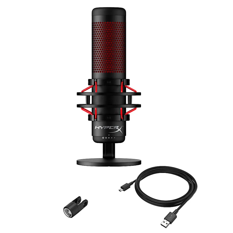 HyperX QuadCast USB Microphone, Red/Black, 4P5P6AA