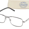 ICU Eyewear DDE Men's Reader Glasses, Silver, +2.00