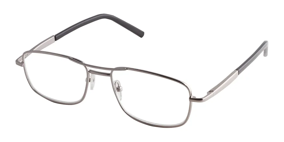 ICU Eyewear DDE Men's Reader Glasses, Silver, +1.25