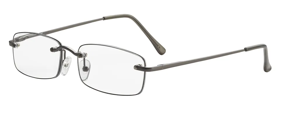 ICU Eyewear Men's Rimless Reading Glasses, Gunmetal, 2.25x