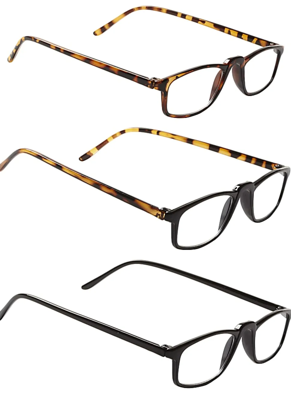 ICU Eyewear Rectangular Reading Glasses Set, Plastic, +3.00, Pack Of 3
