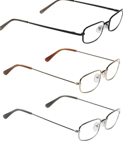 ICU Eyewear Rectangular Reading Glasses Set, Metal, +3.00, Pack Of 3