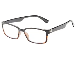 ICU Eyewear Rectangular Reading Glasses, Black, +2.50