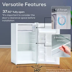 Igloo 3.2 Cu. Ft. Classic Compact Single Door Refrigerator With Freezer, White, Total Qty 1