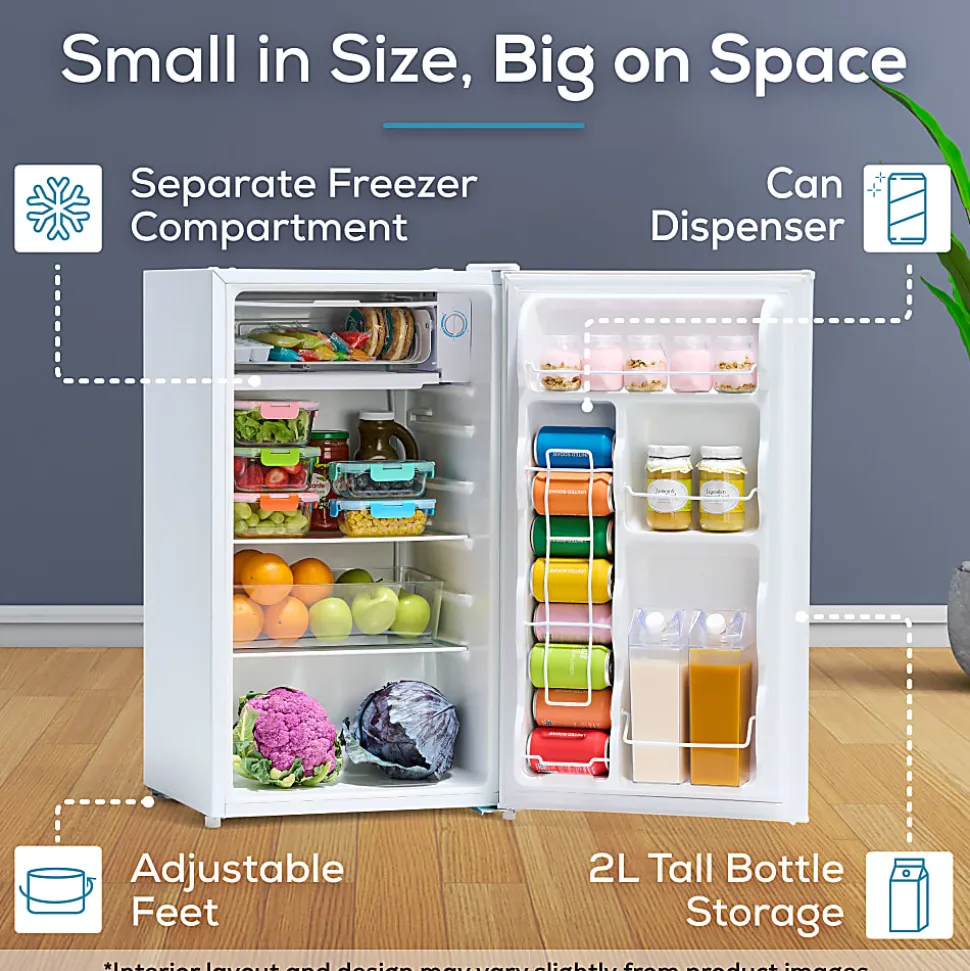 Igloo 3.2 Cu. Ft. Classic Compact Single Door Refrigerator With Freezer, White, Total Qty 1