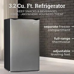 Igloo 3.2 Cu. Ft. Mini Refrigerator With Freezer, Platinum