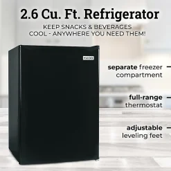 Igloo 2.6 Cu. Ft. Mini Single Door Refrigerator Freezer, Black