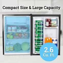 Igloo 2.6 Cu. Ft. Mini Single Door Refrigerator Freezer, Platinum