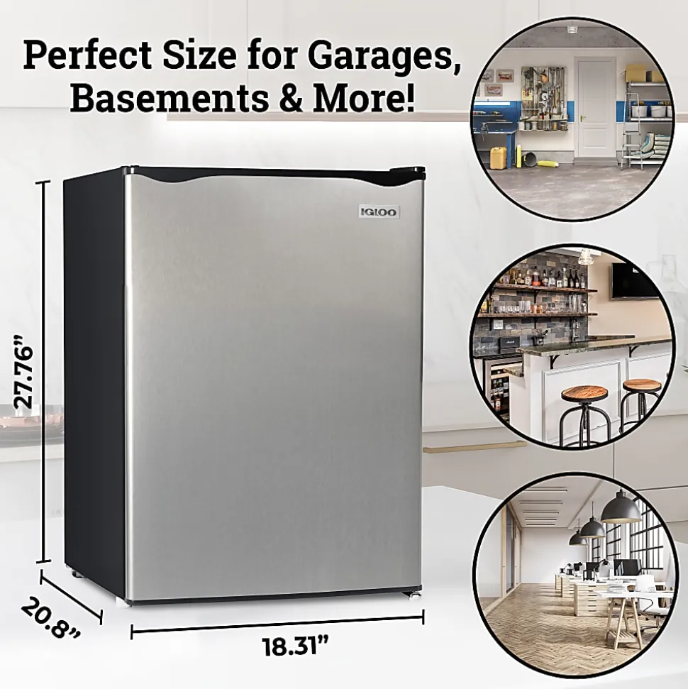 Igloo 2.6 Cu. Ft. Mini Single Door Refrigerator Freezer, Platinum