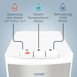 Igloo Hot, Cold & Room Temperature Bottom-Load Water Dispenser, 5-Gallon, White/Silver, Total Qty 1
