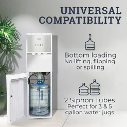 Igloo Hot, Cold & Room Temperature Bottom-Load Water Dispenser, 5-Gallon, White/Silver, Total Qty 1