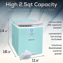 Igloo 33 Lb Automatic Portable Countertop Ice Maker Machine, Aqua