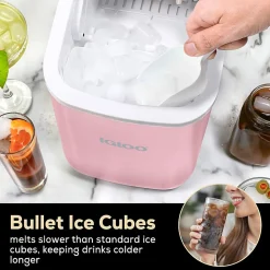 Igloo 26 Lb Automatic Self-Cleaning Portable Countertop Ice Maker Machine With Handle, Pink, Total Qty 1