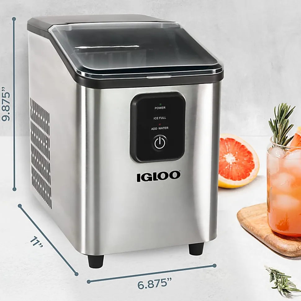 Igloo 26 Lb Self-Cleaning Ice Maker, Silver, Total Qty 1
