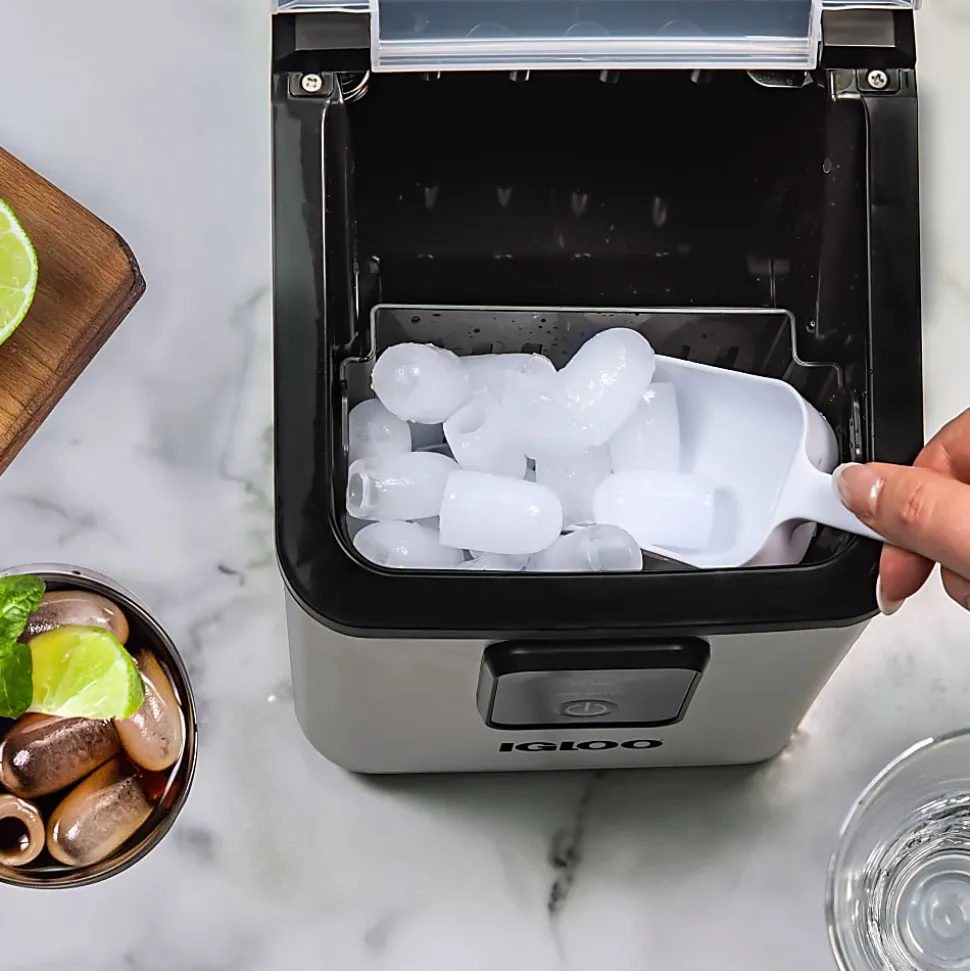 Igloo 26 Lb Self-Cleaning Ice Maker, Silver, Total Qty 1