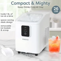 Igloo 26 Lb Self-Cleaning Ice Maker, White, Total Qty 1