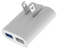 iHome AC Pro 3.4A 2 USB-A Port Slim Wall Charger, White