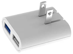 iHome AC Pro 3.4A 2 USB-A Port Slim Wall Charger, White
