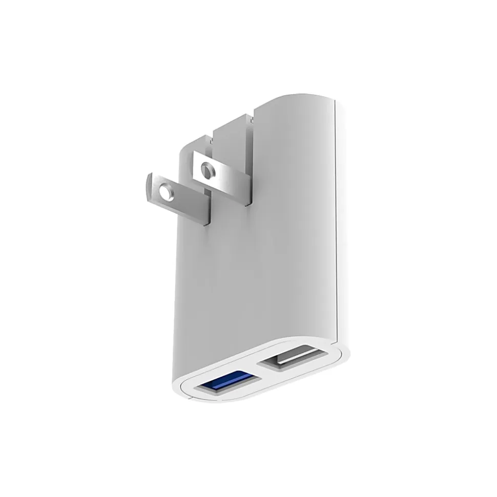 iHome AC Pro 2-Port USB Wall Charger, White, IH-CT538W