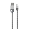 iHome Double-Injected Nylon Micro USB Charger & Sync Cable With Enhanced Strain Relief, 5', White, IH-CT2052W