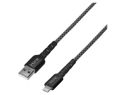 iHome Lifeworks Nylon Braided Lightning To USB A Cable, 6', Black