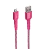 iHome Nylon Braided Lightning To USB-A Cable, 10', Pink