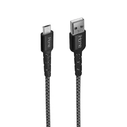 iHome Nylon Braided Micro-USB To USB-A Cable, 10', Black