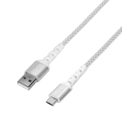 iHome Nylon Braided Micro-USB To USB-A Cable, 6', White