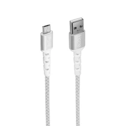 iHome Nylon Braided Micro-USB To USB-A Cable, 6', White