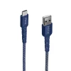 iHome Nylon-Braided USB-A To USB-C Cable With Durstrain, 6', Blue