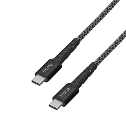 iHome Nylon Braided USB-C To USB-C Cable, 6', Black