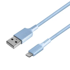 iHome Sandspray Nylon Lightning To USB-A Cable, 6', Blue