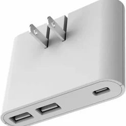 iHome Ultra Boost AC Pro 30W 3-Port Slim Wall Charger, White