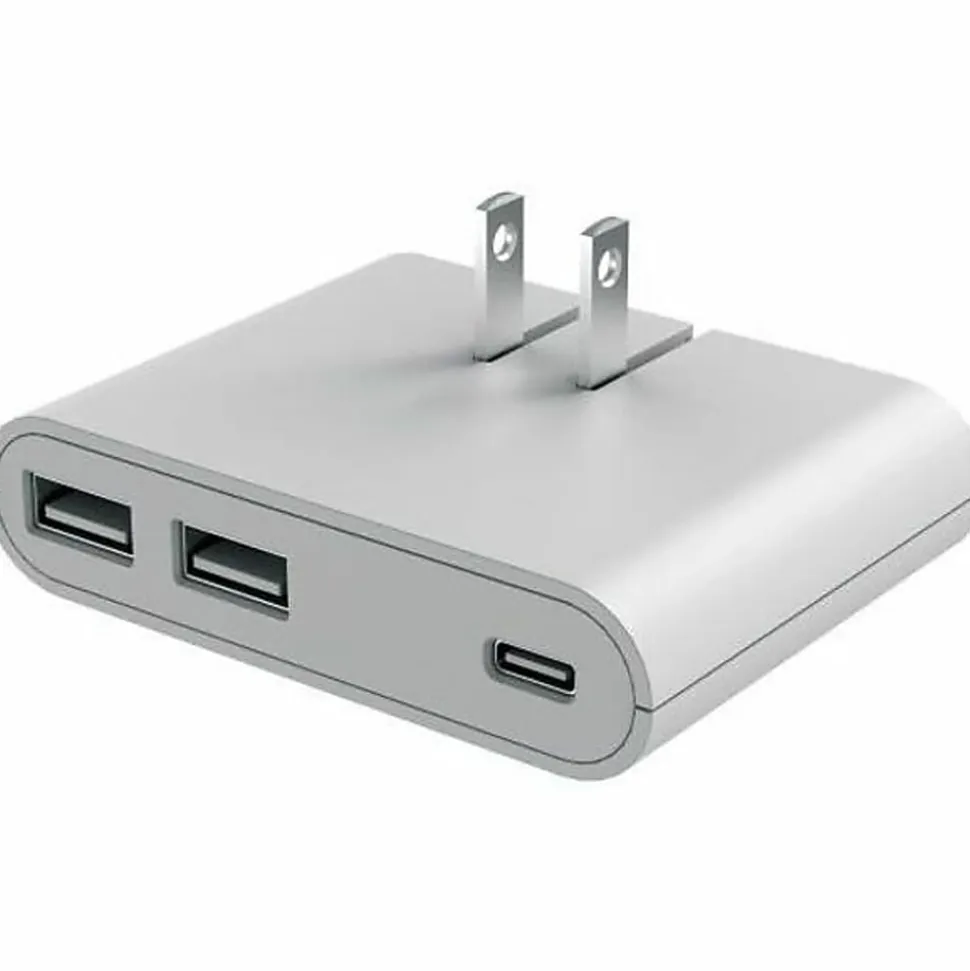 iHome Ultra Boost AC Pro 30W 3-Port Slim Wall Charger, White